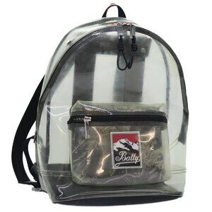 BALLY Backpack Vinyl Clear Black Silver Auth bs18516